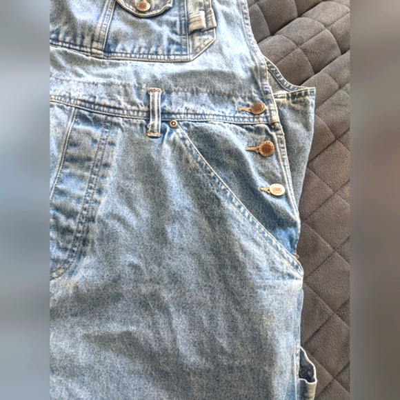 Route 66 Light Wash Denim Cuffed Jean Overall Carpenter Shorts - Picture 7 of 11